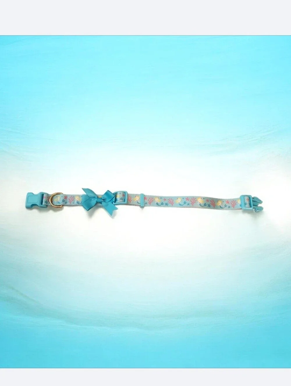 Blue Floral & Mermaid Bow Collar